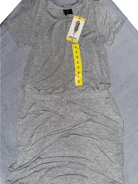 CozyGrey Short Sleeve Drawstring Waist Dress